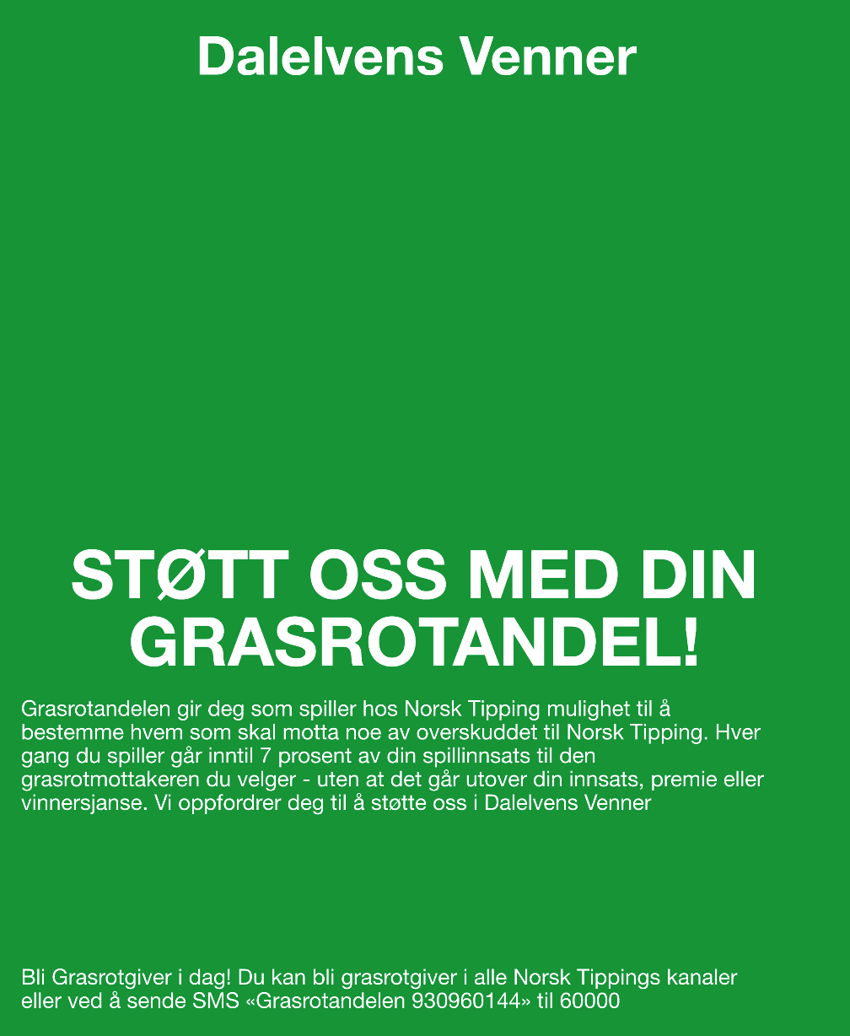 Vi er mottaker av Grasrotmidler fra Norsk Tipping.